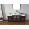 Virtu USA KS-70068-S-ES-001 Dior 68" Single Bath Vanity in Espresso with White Engineered Stone Top and Square Sink with Brushed Nickel Faucet and Mirror