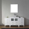 Virtu USA KS-70068-S-WH-001 Dior 68" Single Bath Vanity in White with White Engineered Stone Top and Square Sink with Brushed Nickel Faucet and Mirror