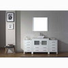 Virtu USA KS-70068-WM-WH Dior 68" Single Bath Vanity in White with Marble Top and Square Sink with Polished Chrome Faucet and Mirror