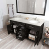 Virtu USA MD-2060-DWQRO-ES Caroline 60" Double Bath Vanity in Espresso with Dazzle White Top and Round Sink with Mirror