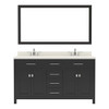 Virtu USA MD-2060-DWQRO-ES-002 Caroline 60" Double Bath Vanity in Espresso with Dazzle White Top and Round Sink with Polished Chrome Faucet and Mirror