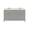 Virtu USA MD-2060-DWQSQ-CG-NM Caroline 60" Double Bath Vanity in Cashmere Grey with Dazzle White Top and Square Sink