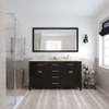 Virtu USA MD-2060-DWQSQ-ES Caroline 60" Double Bath Vanity in Espresso with Dazzle White Top and Square Sink with Mirror