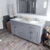 Virtu USA MD-2060-WMRO-GR Caroline 60" Double Bath Vanity in Grey with Marble Top and Round Sink with Mirror
