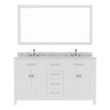 Virtu USA MD-2060-WMSQ-WH-001 Caroline 60" Double Bath Vanity in White with Marble Top and Square Sink with Brushed Nickel Faucet and Mirror