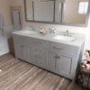 Virtu USA MD-2072-DWQSQ-CG Caroline 72" Double Bath Vanity in Cashmere Grey with Dazzle White Top and Square Sink with Mirror