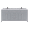 Virtu USA MD-2072-WMRO-GR-002-NM Caroline 72" Double Bath Vanity in Grey with Marble Top and Round Sink with Polished Chrome Faucet