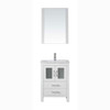 Virtu USA KS-70024-C-WH Dior 24" Single Bath Vanity in White with Slim White Ceramic Top and Square Sink with Polished Chrome Faucet and Mirror