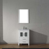 Virtu USA KS-70024-C-WH Dior 24" Single Bath Vanity in White with Slim White Ceramic Top and Square Sink with Polished Chrome Faucet and Mirror