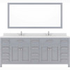 Virtu USA MD-2178-DWQSQ-GR Caroline Parkway 78" Double Bath Vanity in Grey with Dazzle White Top and Square Sink with Mirror
