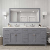 Virtu USA MD-2178-DWQSQ-GR Caroline Parkway 78" Double Bath Vanity in Grey with Dazzle White Top and Square Sink with Mirror