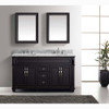 Virtu USA MD-2660-WMSQ-ES-001 Victoria 60" Double Bath Vanity in Espresso with Marble Top and Square Sink with Brushed Nickel Faucet and Mirrors