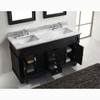 Virtu USA MD-2660-WMSQ-ES-002 Victoria 60" Double Bath Vanity in Espresso with Marble Top and Square Sink with Polished Chrome Faucet and Mirrors
