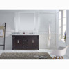 Virtu USA MD-2660-WMSQ-ES-NM Victoria 60" Double Bath Vanity in Espresso with Marble Top and Square Sink