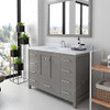 Virtu USA GS-50048-DWQSQ-CG Caroline Avenue 48" Single Bath Vanity in Cashmere Grey with Dazzle White Top and Square Sink with Mirror