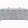 Virtu USA MD-2178-DWQSQ-GR-NM Caroline Parkway 78" Double Bath Vanity in Grey with Dazzle White Top and Square Sink
