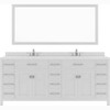 Virtu USA MD-2178-DWQSQ-WH Caroline Parkway 78" Double Bath Vanity in White with Dazzle White Top and Square Sink with Mirror