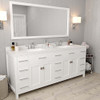 Virtu USA MD-2178-DWQSQ-WH-001 Caroline Parkway 78" Double Bath Vanity in White with Dazzle White Top and Square Sink with Brushed Nickel Faucet and Mirror