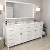 Virtu USA MD-2178-DWQSQ-WH-002 Caroline Parkway 78" Double Bath Vanity in White with Dazzle White Top and Square Sink with Polished Chrome Faucet and Mirror