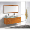 Virtu USA MD-457-G-HO-001 Clarissa 61" Double Bath Vanity in Honey Oak with Aqua Tempered Glass Top and Square Sink with Brushed Nickel Faucet and Mirrors