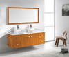 Virtu USA MD-457-S-HO Clarissa 61" Double Bath Vanity in Honey Oak with White Engineered Stone Top and Square Sink with Polished Chrome Faucet and Mirrors