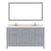 Virtu USA MD-2060-DWQSQ-GR Caroline 60" Double Bath Vanity in Grey with Dazzle White Top and Square Sink with Mirror