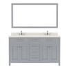 Virtu USA MD-2060-DWQSQ-GR-001 Caroline 60" Double Bath Vanity in Grey with Dazzle White Top and Square Sink with Brushed Nickel Faucet and Mirror