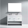 Virtu USA MD-423-C-WH-001 Gloria 48" Double Bath Vanity in White with White Ceramic Top and Square Sink with Brushed Nickel Faucet and Mirror