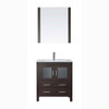 Virtu USA KS-70030-C-ES Dior 30" Single Bath Vanity in Espresso with Slim White Ceramic Top and Square Sink with Polished Chrome Faucet and Mirror
