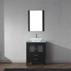 Virtu USA KS-70028-G-ZG Dior 28" Single Bath Vanity in Zebra Grey with Aqua Tempered Glass Top and Square Sink with Polished Chrome Faucet and Mirror