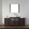 Virtu USA KS-70072-S-ES-001 Dior 72" Single Bath Vanity in Espresso with White Engineered Stone Top and Square Sink with Brushed Nickel Faucet and Mirror