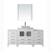 Virtu USA KS-70066-S-WH Dior 66" Single Bath Vanity in White with White Engineered Stone Top and Square Sink with Polished Chrome Faucet and Mirror