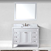 Virtu USA ES-40048-WMSQ-WH-002 Tiffany 48" Single Bath Vanity in White with Marble Top and Square Sink with Polished Chrome Faucet and Mirror