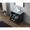 Virtu USA KS-70036-G-ZG Dior 36" Single Bath Vanity in Zebra Grey with Aqua Tempered Glass Top and Square Sink with Polished Chrome Faucet and Mirror