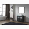 Virtu USA KS-70036-G-ZG-001 Dior 36" Single Bath Vanity in Zebra Grey with Aqua Tempered Glass Top and Square Sink with Brushed Nickel Faucet and Mirror