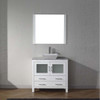 Virtu USA KS-70036-WM-WH Dior 36" Single Bath Vanity in White with Marble Top and Square Sink with Polished Chrome Faucet and Mirror