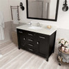 Virtu USA MS-2048-DWQSQ-ES-002 Caroline 48" Single Bath Vanity in Espresso with Dazzle White Top and Square Sink with Polished Chrome Faucet and Mirror