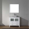 Virtu USA KS-70036-WM-WH-001 Dior 36" Single Bath Vanity in White with Marble Top and Square Sink with Brushed Nickel Faucet and Mirror