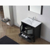 Virtu USA KS-70032-C-ZG-001 Dior 32" Single Bath Vanity in Zebra Grey with Slim White Ceramic Top and Square Sink with Brushed Nickel Faucet and Mirror