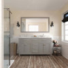 Virtu USA MD-2060-DWQSQ-CG Caroline 60" Double Bath Vanity in Cashmere Grey with Dazzle White Top and Square Sink with Mirror