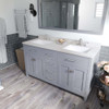 Virtu USA MD-2060-DWQSQ-GR-NM Caroline 60" Double Bath Vanity in Grey with Dazzle White Top and Square Sink