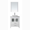 Virtu USA KS-70024-WM-WH-001 Dior 24" Single Bath Vanity in White with Marble Top and Square Sink with Brushed Nickel Faucet and Mirror