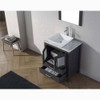 Virtu USA KS-70024-WM-ZG Dior 24" Single Bath Vanity in Zebra Grey with Marble Top and Square Sink with Polished Chrome Faucet and Mirror