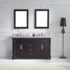 Virtu USA MD-2660-WMRO-ES Victoria 60" Double Bath Vanity in Espresso with Marble Top and Round Sink with Mirrors