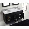 Virtu USA MD-2660-WMRO-ES-001 Victoria 60" Double Bath Vanity in Espresso with Marble Top and Round Sink with Brushed Nickel Faucet and Mirrors