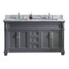 Virtu USA MD-2660-WMSQ-GR-NM Victoria 60" Double Bath Vanity in Grey with Marble Top and Square Sink