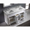 Virtu USA MD-2660-WMSQ-WH Victoria 60" Double Bath Vanity in White with Marble Top and Square Sink with Mirrors