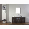 Virtu USA KS-70064-S-ES-001 Dior 64" Single Bath Vanity in Espresso with White Engineered Stone Top and Square Sink with Brushed Nickel Faucet and Mirror