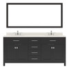 Virtu USA MD-2072-DWQSQ-ES-001 Caroline 72" Double Bath Vanity in Espresso with Dazzle White Top and Square Sink with Brushed Nickel Faucet and Mirror