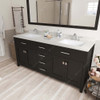 Virtu USA MD-2072-DWQSQ-ES-002 Caroline 72" Double Bath Vanity in Espresso with Dazzle White Top and Square Sink with Polished Chrome Faucet and Mirror